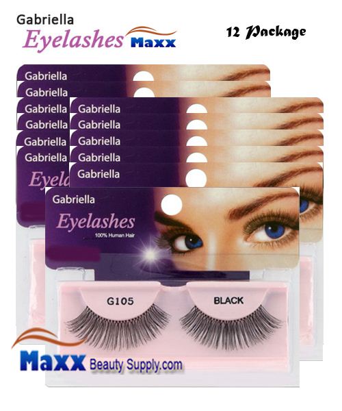 12 Package - Gabriella Eyelashes Strip 100% Human Hair - G105